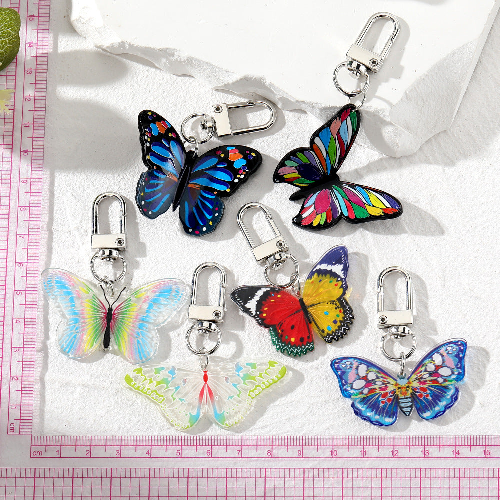 Wholesale 5pcs/pack Acrylic Colored Butterfly Keychain